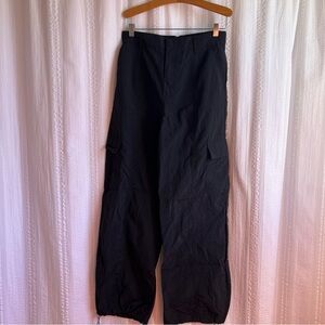 Love Tree Womens Black Cargo Pant Parachute Baggy Hip Hop Drawstring Pockets Med